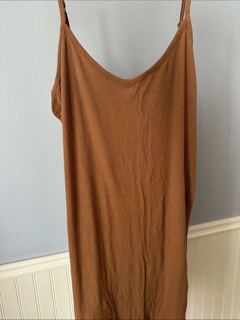 stars above Brown Ribbed Pajama Dress